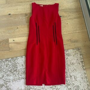 Michael Kors Red & Black Midi Dress Size 10